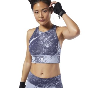 Biustonosze Damskie Reebok Combat Jacquard Medium-Impact Niebieskie PL 15UDXEG